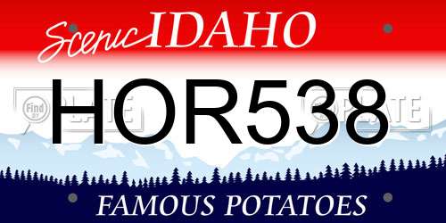 HOR538 Idaho License Plate