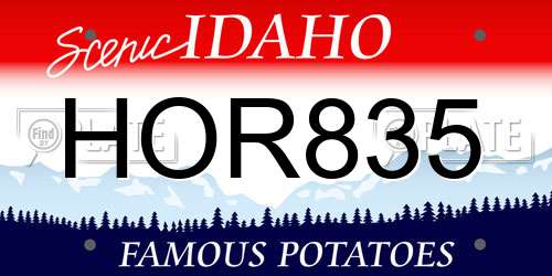 HOR835 Idaho License Plate