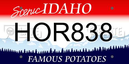 HOR838 Idaho License Plate