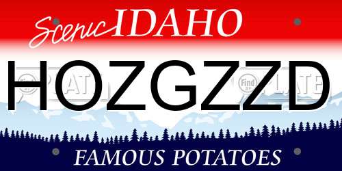 HOZGZZD Idaho License Plate