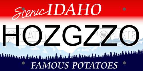 HOZGZZO Idaho License Plate