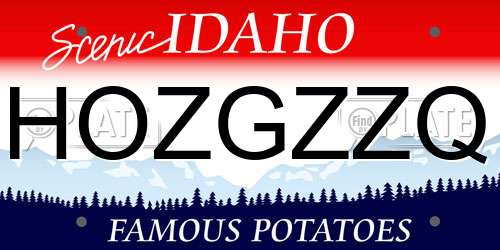 HOZGZZQ Idaho License Plate
