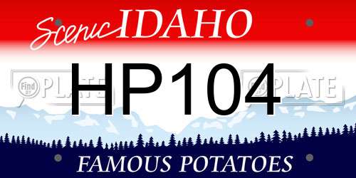HP104 Idaho License Plate