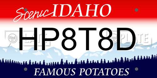 HP8T8D Idaho License Plate