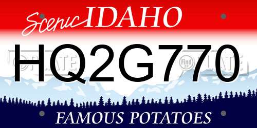 HQ2G770 Idaho License Plate