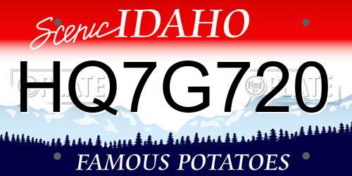 HQ7G720 Idaho License Plate
