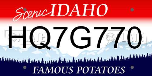 HQ7G770 Idaho License Plate