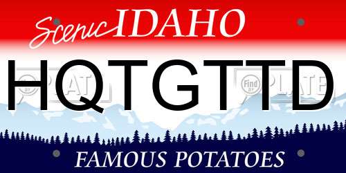 HQTGTTD Idaho License Plate