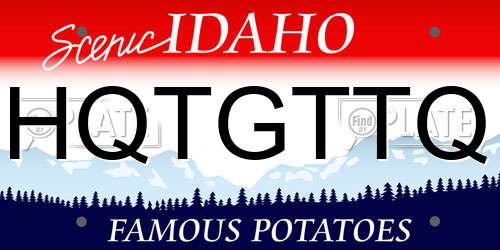 HQTGTTQ Idaho License Plate