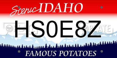 HS0E8Z Idaho License Plate