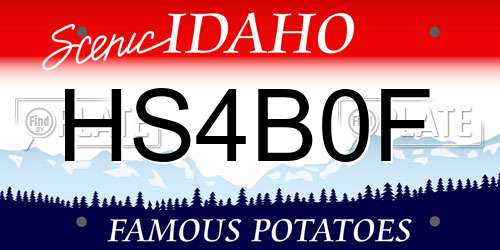 HS4B0F Idaho License Plate