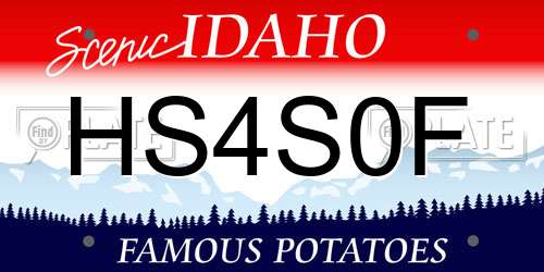 HS4S0F Idaho License Plate