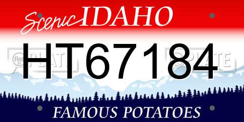HT67184 Idaho License Plate