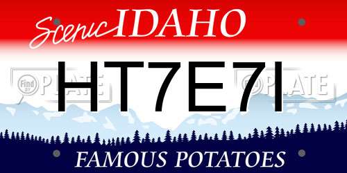 HT7E7I Idaho License Plate