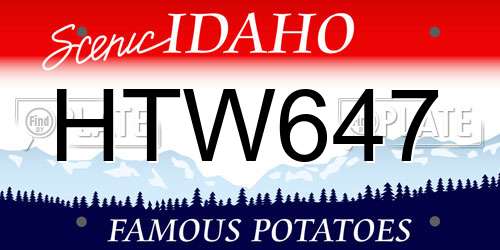 HTW647 Idaho License Plate