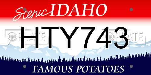 HTY743 Idaho License Plate