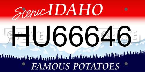 HU66646 Idaho License Plate