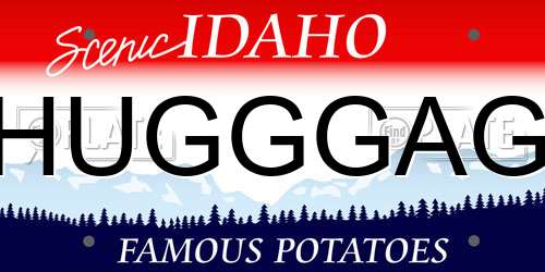 HUGGGAG Idaho License Plate
