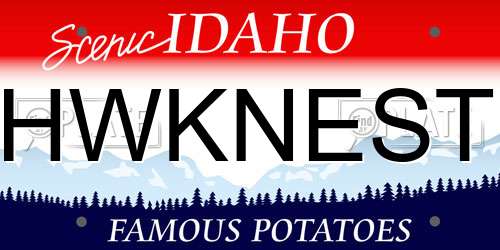 HWKNEST Idaho License Plate