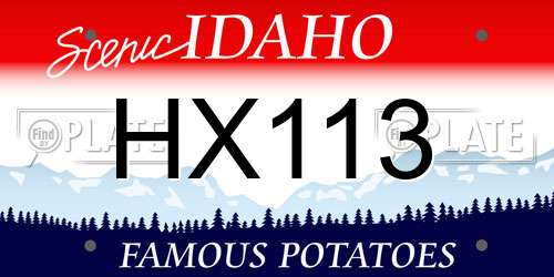 HX113 Idaho License Plate