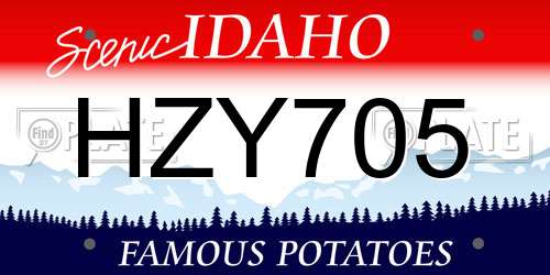 HZY705 Idaho License Plate
