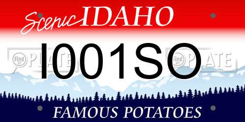 I001SO Idaho License Plate