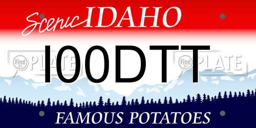 I00DTT Idaho License Plate