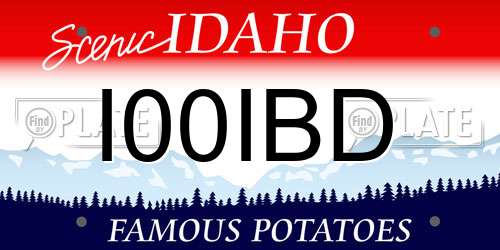 I00IBD Idaho License Plate