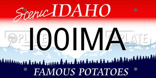 I00IMA Idaho License Plate
