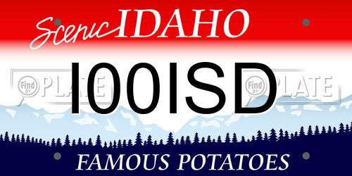 I00ISD Idaho License Plate