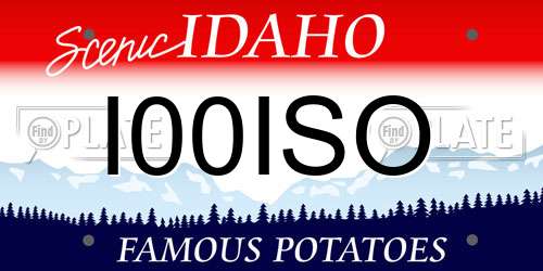 I00ISO Idaho License Plate