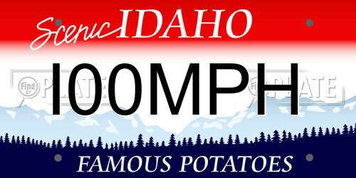 I00MPH Idaho License Plate