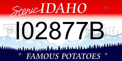 I02877B Idaho License Plate