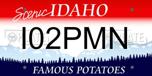 I02PMN Idaho License Plate