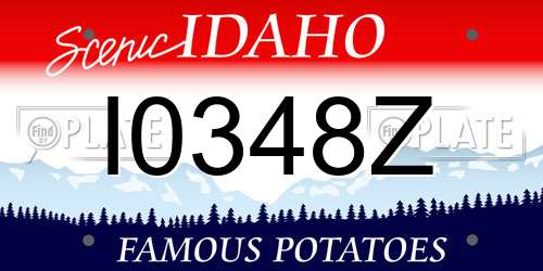 I0348Z Idaho License Plate
