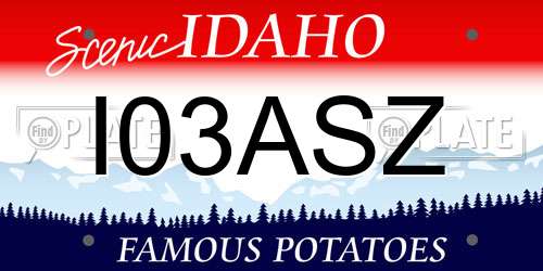 I03ASZ Idaho License Plate