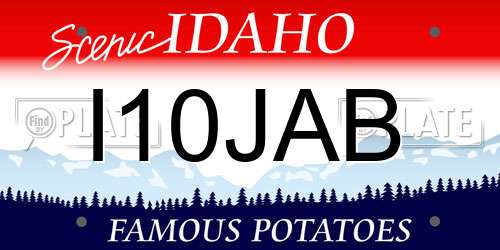 I10JAB Idaho License Plate