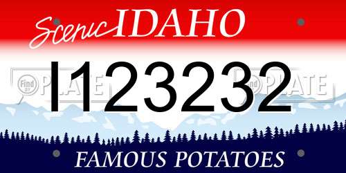 I123232 Idaho License Plate