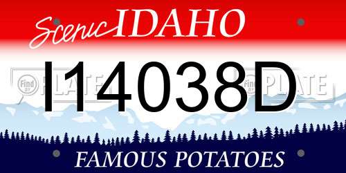 I14038D Idaho License Plate
