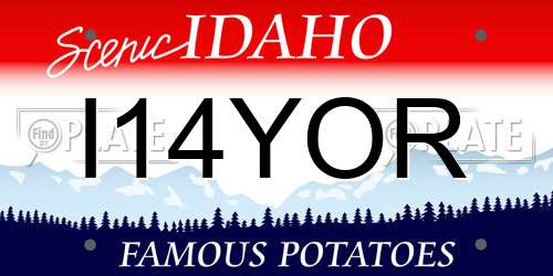 I14YOR Idaho License Plate