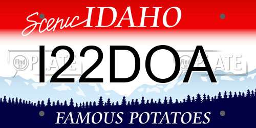 I22DOA Idaho License Plate