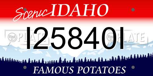 I25840I Idaho License Plate