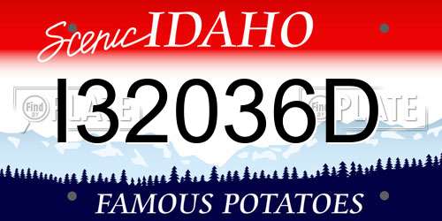 I32036D Idaho License Plate