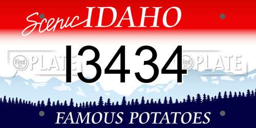 I3434 Idaho License Plate