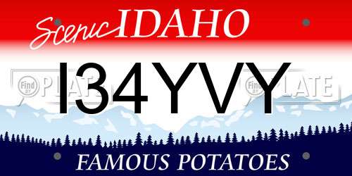 I34YVY Idaho License Plate