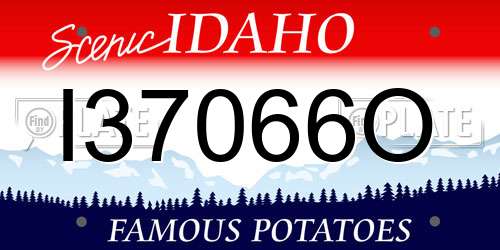 I37066O Idaho License Plate