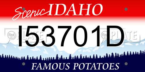 I53701D Idaho License Plate