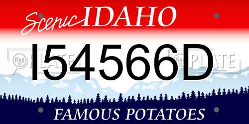 I54566D Idaho License Plate