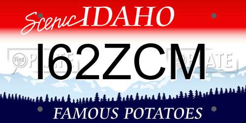 I62ZCM Idaho License Plate