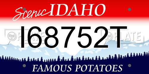 I68752T Idaho License Plate